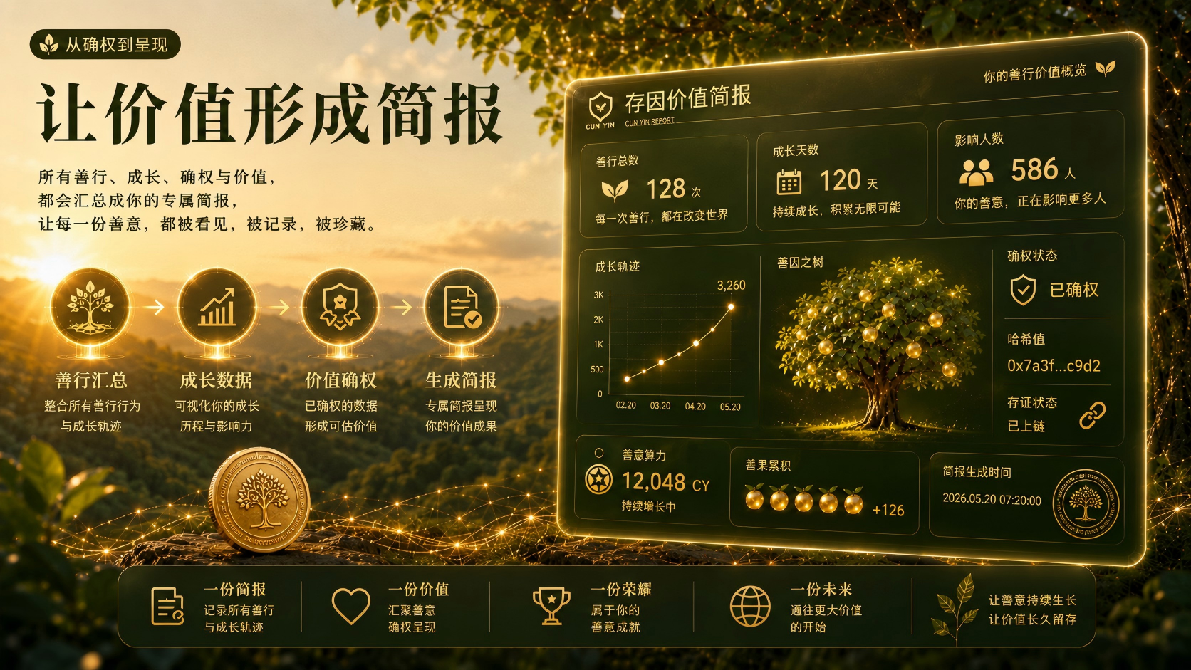 让价值形成简报，存因价值简报汇总善行、成长、确权与价值